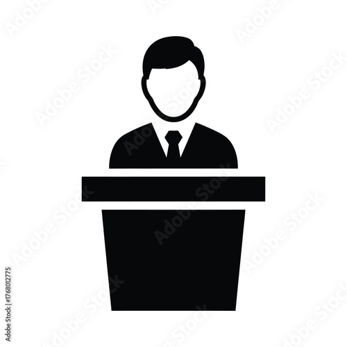 Icon of a person speaking at a podium