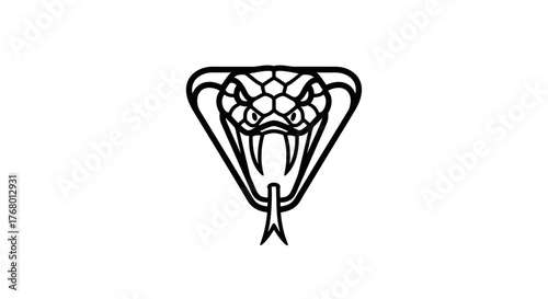 Striking viper illustration showcasing intricate linework and a menacing expression in black and