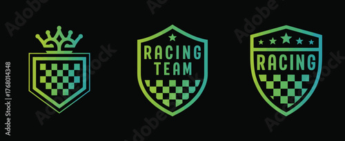 Racing Logo and Sport Badge Vector Design Pack – Includes racing symbols, shield emblems, car stripes, and flag illustrations ideal for motorsport decals, vehicle decoration, and automotive branding.