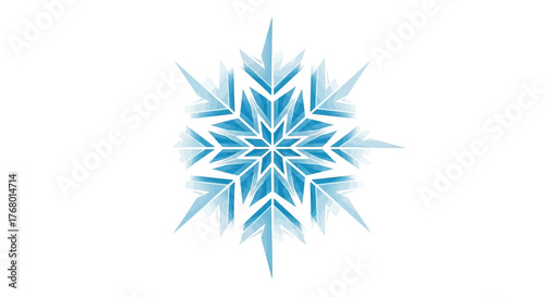 Delicate watercolor snowflake with frosty blue tones for winter season designs
