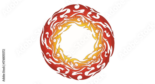 Fiery ring design with gradients of red and yellow, swirling heat visual concept illustration
