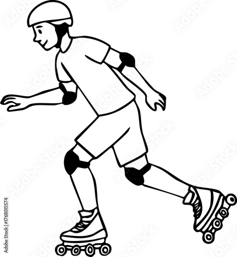 Inline Skating Fun A Vector Illustration of a Person Rollerblading with Protective Gear