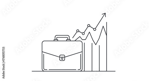 Financial portfolio growth and business success represented by upward trendline graph