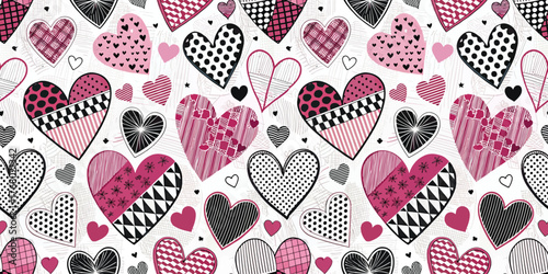 Stylish pink and black heart pattern perfect for Valentine's Day decor.