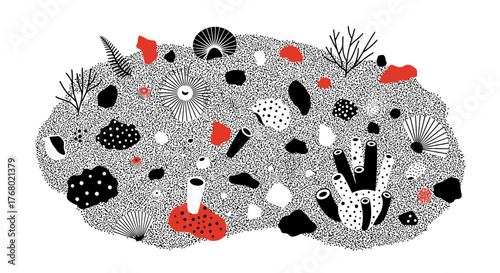 Abstract Coral Reef Ecosystem with Diverse Marine Life.