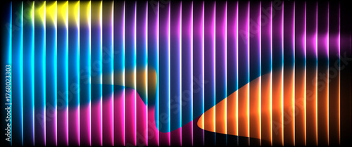 Vibrant gradient pattern with vertical glowing neon lines blending smooth and radiant colors.