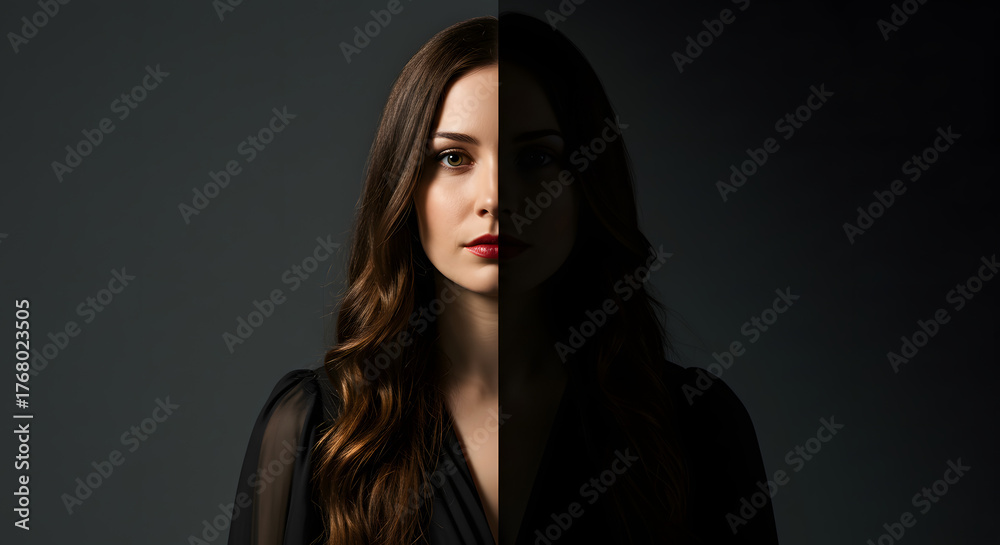 Fototapeta premium Dark Gothic Woman Portrait Mysterious Expression, Dramatic Cinematic Photography