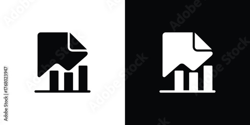 Business icon on split background showing positive trend graph symbol