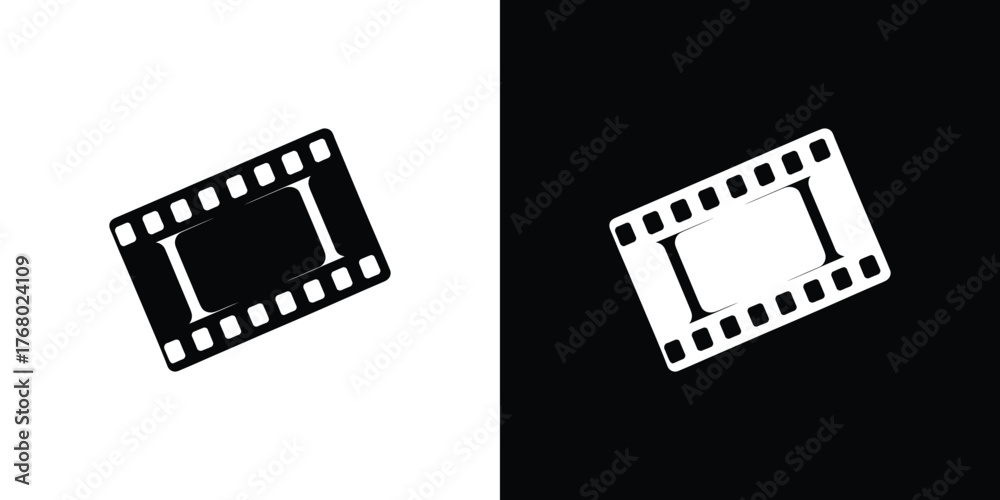 Fototapeta premium Classic Filmstrip Blank with Rounded Edge Holes, Transparent Background