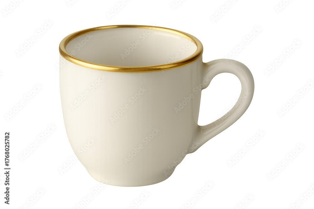 Obraz premium White ceramic teacup featuring elegant gold rim