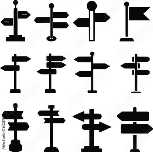  road sings and symbols icon set