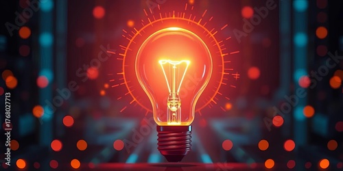 Glowing AI lightbulb, futuristic technology concept,  algorithm,  development