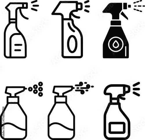 vector set of spray bottles