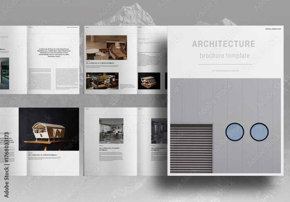 Gray Architecture Studio Promo Brochure Layout Stock Template | Adobe Stock