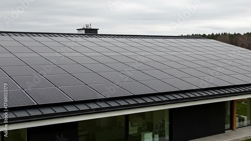 Wallpaper Mural Modern home powered by black solar panels mounted on roof for sustainable energy Torontodigital.ca