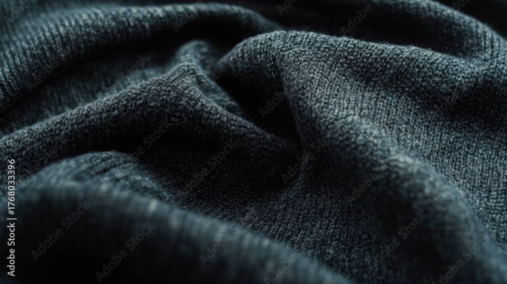 Fototapeta premium Dark Grey Knit Fabric Texture Closeup.