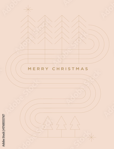 Elegant Christmas Card with Minimalist Trees and Greeting