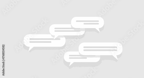 Minimalist communication concept showcasing chat bubbles in a subtle gray background for social
