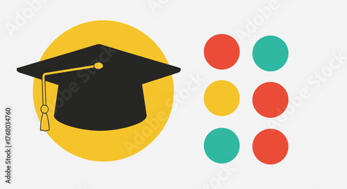 Academic Cap and Color Palette for Educational Concepts.