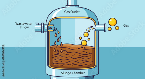 Anaerobic Digester for Wastewater Treatment and Biogas Production.