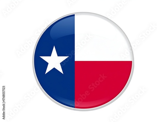 A circular button displays the flag of the US state of Texas Free Download A circular button displays the flag of the US state of Texas - GFXLoad