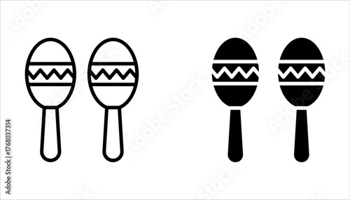 Maracas icon set, music and instrument sign on white background