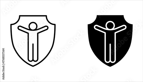 Antibacterial protection or immune system icon set. Health bacteria virus protection. bacteria attack with shield on white background