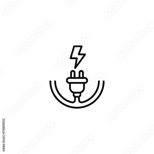 Electric car charging plug with lightning bolt symbol