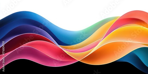 Abstract colorful waves flowing in smooth curves on a white background creating a vibrant and dynamic visual effect