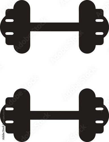 Silhouettes vector dumbbells in a simple silhouette style on a white background representing fitness and weightlifting illustration. 