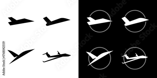 Jet icon logo plane set isolated graphic