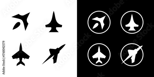 Jet icon logo plane set isolated graphic
