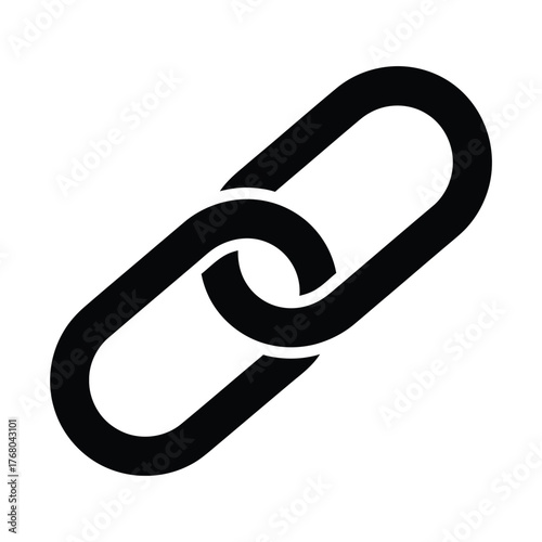 Simple black and white icon of two interlocking chain links