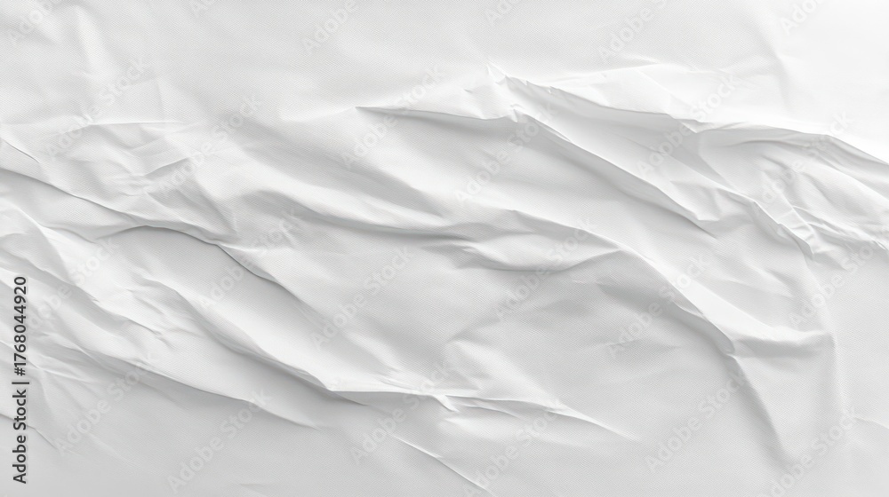 Obraz premium Smooth white crumpled paper texture with delicate wrinkles and folds creating soft shadows across the surface