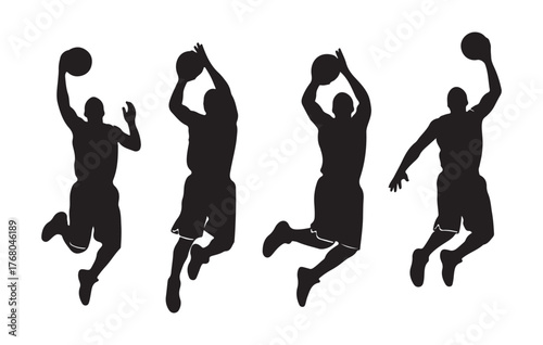 jumping people silhouettes vector