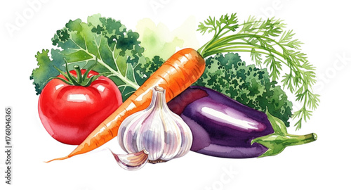 fresh vegetables on white background