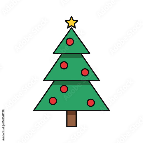 Christmas tree decorated with ornaments vector