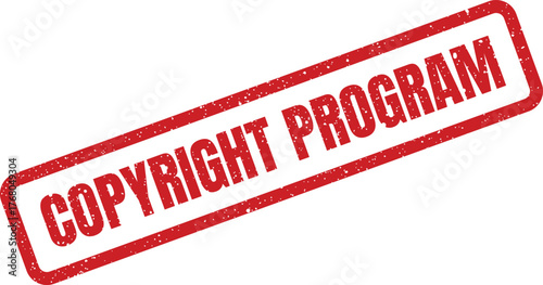 A grunge textured rectangular label featuring bold text COPYRIGHT PROGRAM for legal and official document overlays