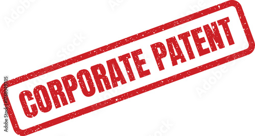 A red rectangular distressed stamp effect indicating a corporate patent for intellectual property rights