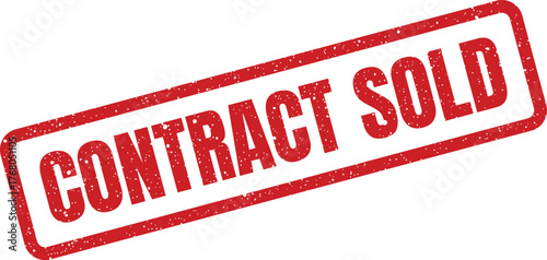 Bold red rubber stamp illustration with distressed texture showing CONTRACT SOLD for a completed transaction
