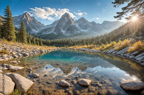 Pristine Alpine Lake with Mountain Reflections