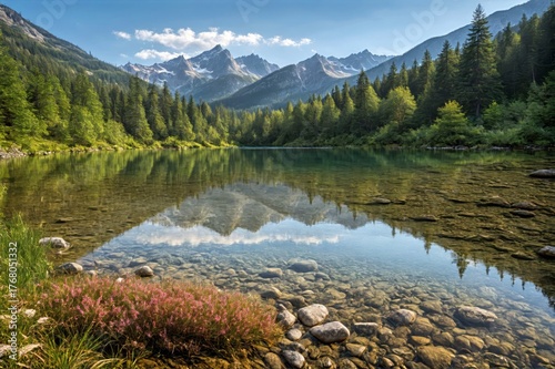 Pristine Alpine Lake with Mountain Reflections