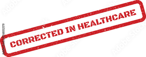 Distressed rectangular rubber stamp indicating a necessary correction made within a healthcare record