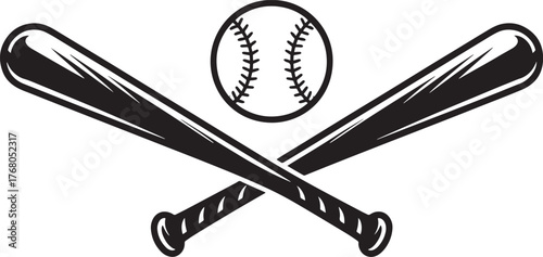 baseball symbol crossed bats and ball graphic emblem sport design