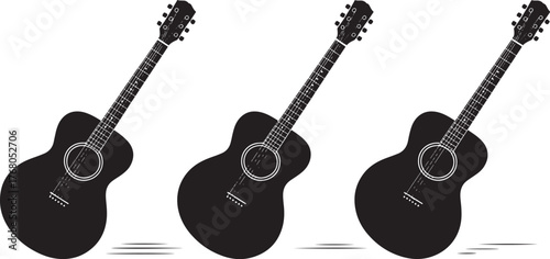 striking black acoustic guitars arranged in a captivating composition for music lovers