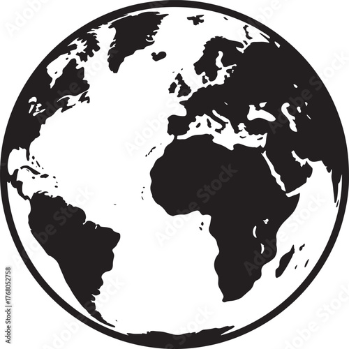 Stylized globe depicting continents and oceans in a simple graphic style