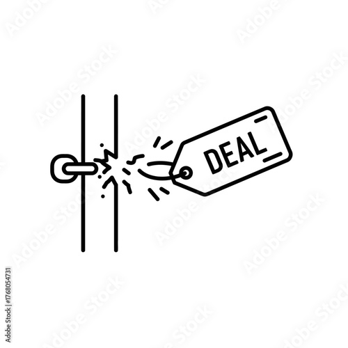 Deal tag breaking free from constraints symbolizing opportunity.