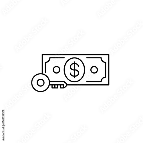 Key and Dollar Bill Real Estate Investment Concept.