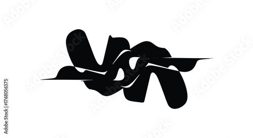 Abstract black ink splash on a white background, conveying movement and fluidity.