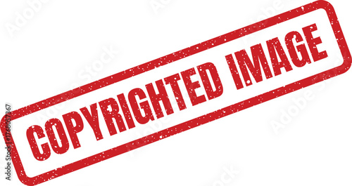 Grungy effect rubber stamp displaying COPYRIGHTED IMAGE text for ownership declaration documents